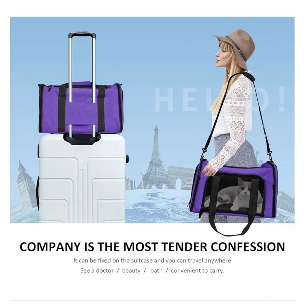 NIP Henkelion Large Pet Carrier (25lbs) Dog/Cat, Travel, 3 Layer, Cozy, Purple